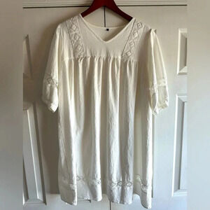 Little White dress cotton slip on with lace accents. Size 2XL